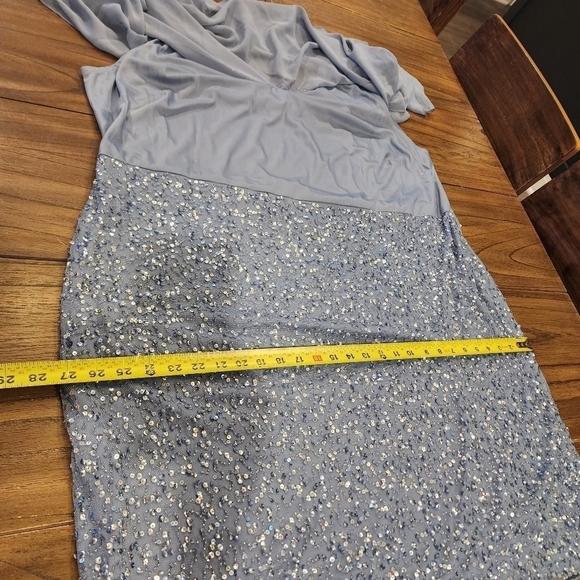 J Kara  Caplet V-Neck Mini Cocktail Beaded embellished blue sequin Dress 22w - Picture 11 of 13